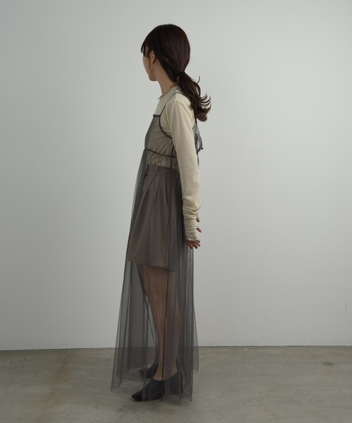 I_am(アイアム)の「tulle front ribbon camisole ops / チュールフロントリボンキャミソールワンピース(ワンピース・レディース・ホワイト/チャコールグレー/ブラック/グレー・FREE)」の15枚目の写真