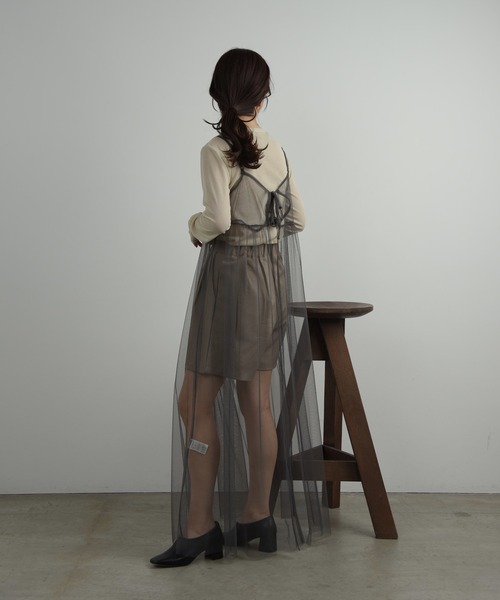 I_am(アイアム)の「tulle front ribbon camisole ops / チュールフロントリボンキャミソールワンピース(ワンピース・レディース・ホワイト/チャコールグレー/ブラック/グレー・FREE)」の14枚目の写真