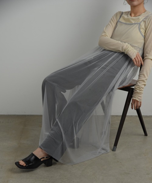 I_am(アイアム)の「tulle front ribbon camisole ops / チュールフロントリボンキャミソールワンピース(ワンピース・レディース・ホワイト/チャコールグレー/ブラック/グレー・FREE)」の5枚目の写真