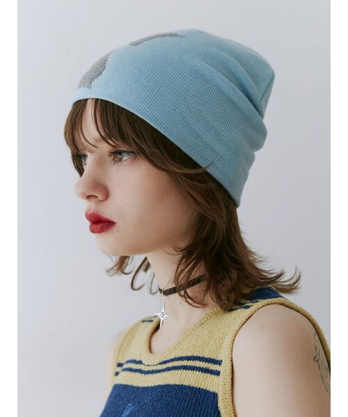 jouetie（ジュエティ）の「ロゴジャカードサマーニットビーニー（ニットキャップ/ビーニー・レディース・グレー/ブラック/ブルー・FREE）」の8枚目の写真