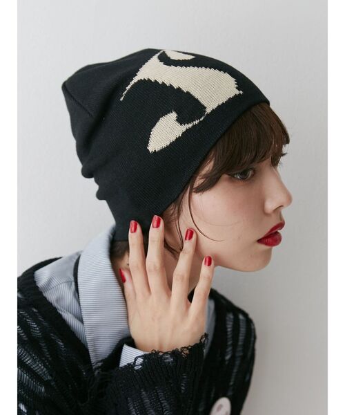 jouetie（ジュエティ）の「ロゴジャカードサマーニットビーニー（ニットキャップ/ビーニー・レディース・グレー/ブラック/ブルー・FREE）」の12枚目の写真