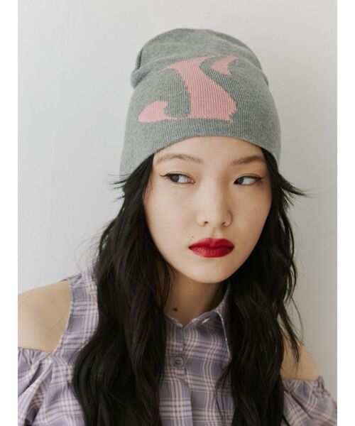 jouetie（ジュエティ）の「ロゴジャカードサマーニットビーニー（ニットキャップ/ビーニー・レディース・グレー/ブラック/ブルー・FREE）」の13枚目の写真