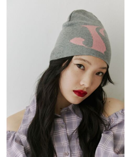 jouetie（ジュエティ）の「ロゴジャカードサマーニットビーニー（ニットキャップ/ビーニー・レディース・グレー/ブラック/ブルー・FREE）」の14枚目の写真