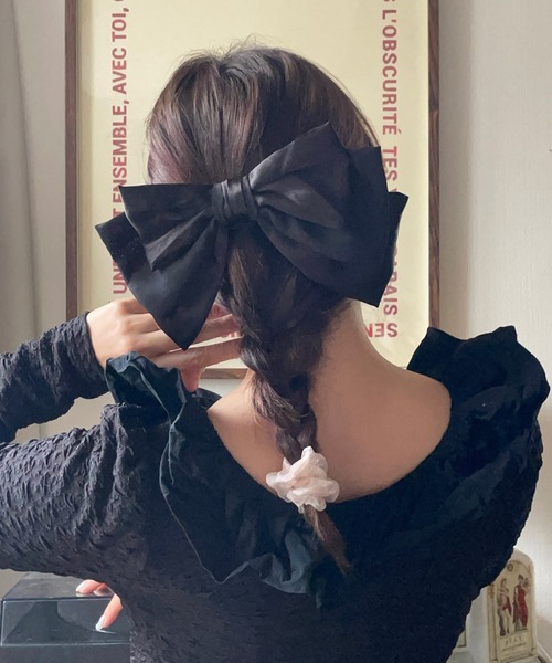 RUBY AND YOU（ルビーアンドユー）の「［select］リボンバレッタ（バレッタ/ヘアクリップ・レディース・ブラック/ホワイト・FREE）」の2枚目の写真