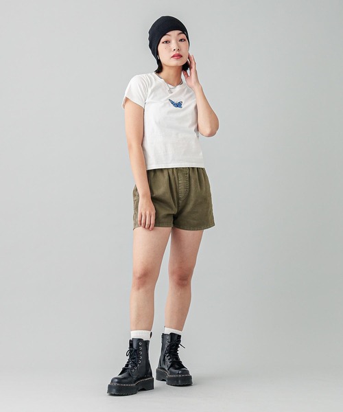 X-girl（エックスガール）の「PIGMENT DYED EASY SHORTS（その他パンツ・レディース・ブラック/オリーブ/レッド・XS/S/M）」の17枚目の写真