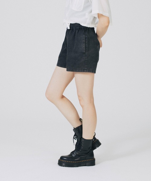 X-girl（エックスガール）の「PIGMENT DYED EASY SHORTS（その他パンツ・レディース・ブラック/オリーブ/レッド・XS/S/M）」の4枚目の写真