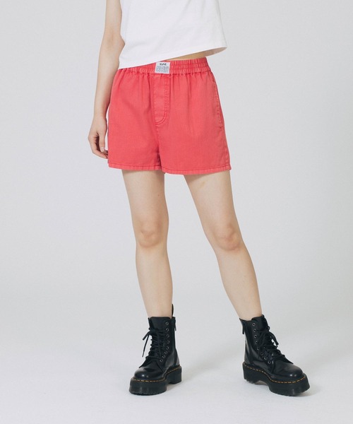 X-girl（エックスガール）の「PIGMENT DYED EASY SHORTS（その他パンツ・レディース・ブラック/オリーブ/レッド・XS/S/M）」の6枚目の写真