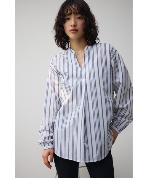 AZUL by moussy(アズールバイマウジー)の「ルーズスキッパーシャツ(Tシャツ/カットソー・レディース・アイボリー/ブルー系その他3/ブラック・SMALL/MEDIUM)」の6枚目の写真