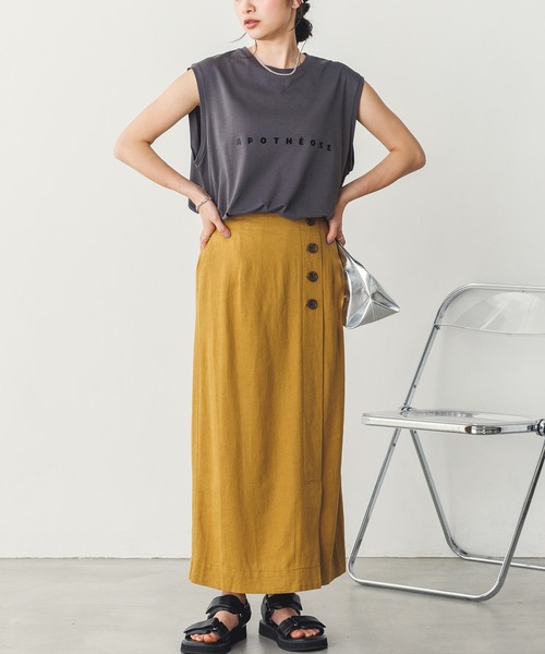 hunch（ハンチ）の「【WEB限定/別注】箔プリントロゴノースリーブTシャツ（Tシャツ/カットソー・レディース・グレー系その他/ベージュ系その他/ホワイト×シルバー/ホワイト×ゴールド・FREE）」の7枚目の写真