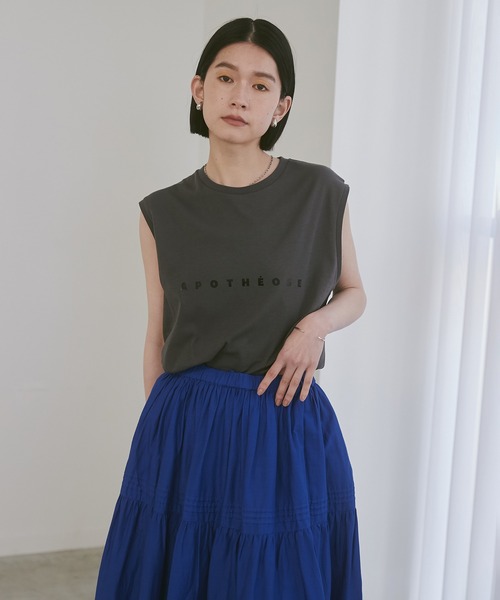 hunch（ハンチ）の「【WEB限定/別注】箔プリントロゴノースリーブTシャツ（Tシャツ/カットソー・レディース・グレー系その他/ベージュ系その他/ホワイト×シルバー/ホワイト×ゴールド・FREE）」の16枚目の写真