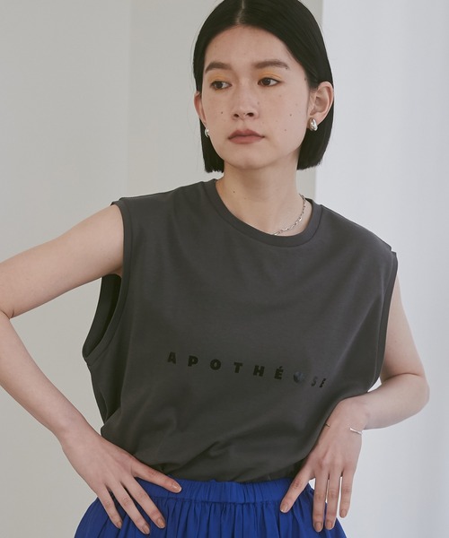 hunch（ハンチ）の「【WEB限定/別注】箔プリントロゴノースリーブTシャツ（Tシャツ/カットソー・レディース・グレー系その他/ベージュ系その他/ホワイト×シルバー/ホワイト×ゴールド・FREE）」の15枚目の写真