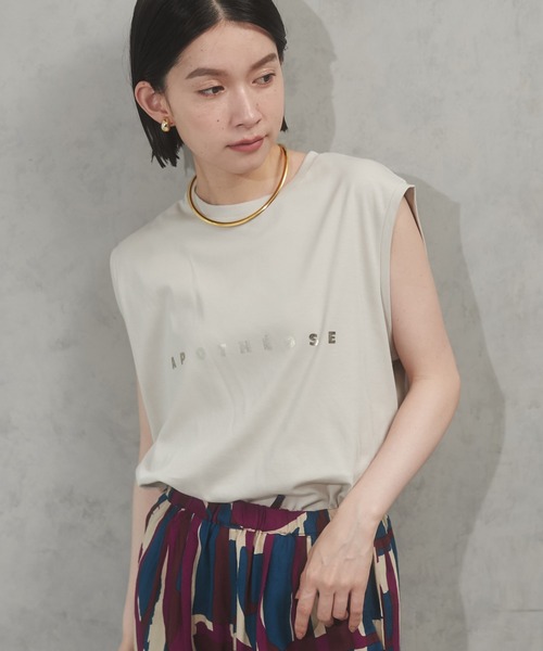 【web限定】【大きいサイズ】 15号(3L) 箔プリントロゴTシャツ SHIPS tシャツ 「WEB限定」「手洗い可能」フラワー 箔 プリント