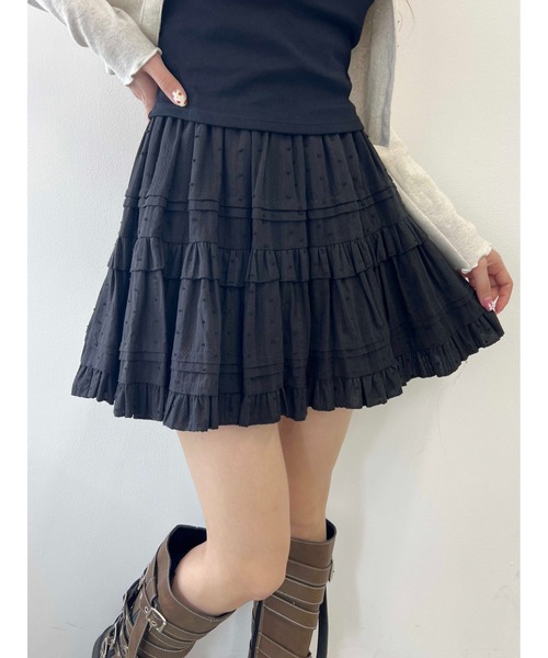 大バズり中☆》コットンレースティアードミニスカート（スカート  