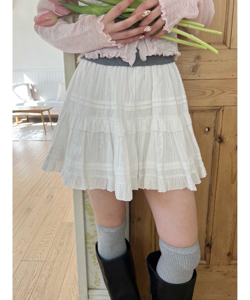 PHILLY（フィリー）の「《大バズり中★》コットンレースティアードミニスカート（スカート・レディース・ブラック/ホワイト・FREE）」の10枚目の写真