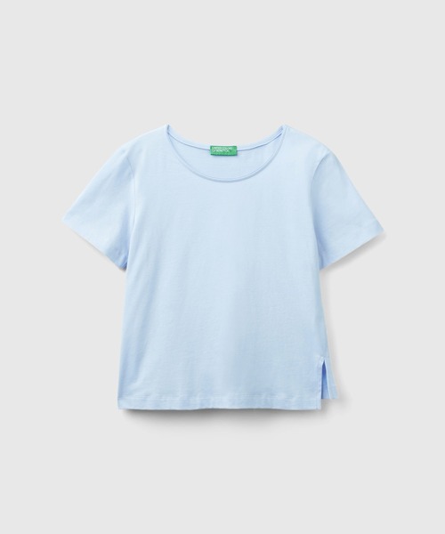 BENETTON (UNITED COLORS OF BENETTON)(ベネトンユナイテッドカラーズオブベネトン)の「クルーネックアシンメトリーサイドスリット半袖Tシャツ・カットソー(Tシャツ/カットソー・レディース・ホワイト/ネイビー/ブラック/ライトブルー・XX-SMALL/X-SMALL/SMALL/MEDIUM)」の13枚目の写真