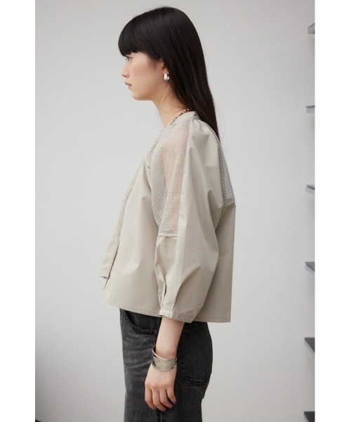 AZUL by moussy(アズールバイマウジー)の「メッシュ切り替えボリュームスリーブシャツ(シャツ/ブラウス・レディース・ブラック/アイボリー・FREE)」の7枚目の写真