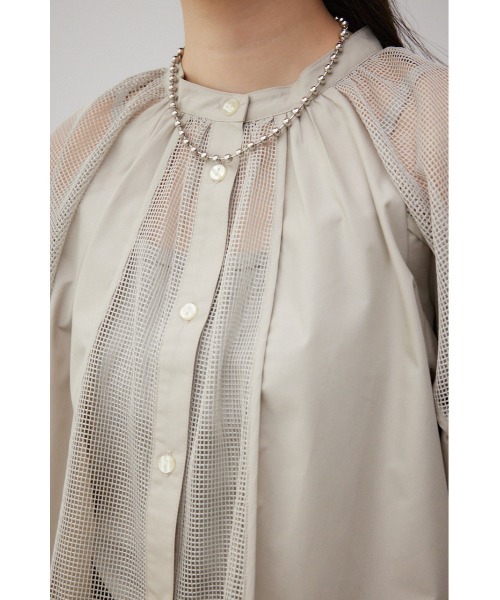 AZUL by moussy(アズールバイマウジー)の「メッシュ切り替えボリュームスリーブシャツ(シャツ/ブラウス・レディース・ブラック/アイボリー・FREE)」の10枚目の写真