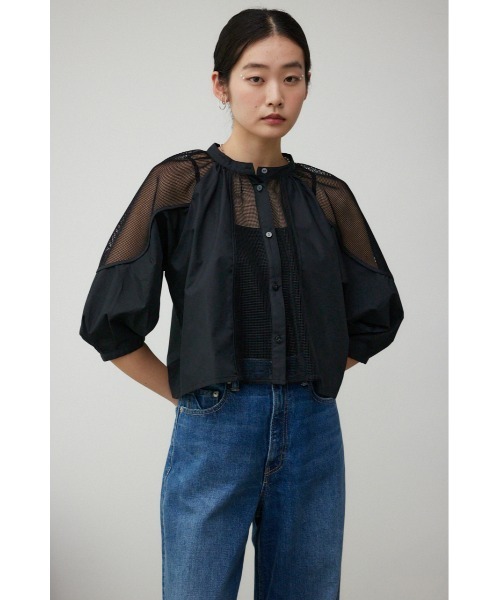 AZUL by moussy(アズールバイマウジー)の「メッシュ切り替えボリュームスリーブシャツ(シャツ/ブラウス・レディース・ブラック/アイボリー・FREE)」の15枚目の写真