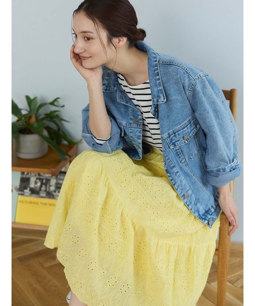 fifth（フィフス）の「コットンレースティアードスカート（スカート・レディース・イエロー/ブルー/ブラック/グリーン/ホワイト・M）」の18枚目の写真