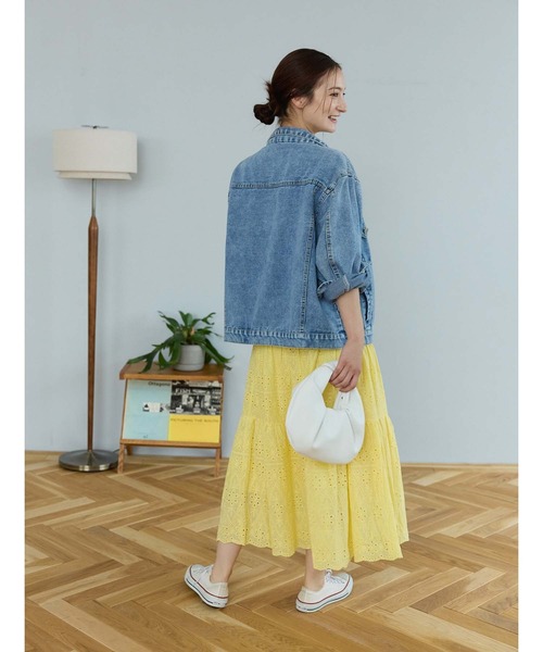 fifth（フィフス）の「コットンレースティアードスカート（スカート・レディース・イエロー/ブルー/ブラック/グリーン/ホワイト・M）」の20枚目の写真