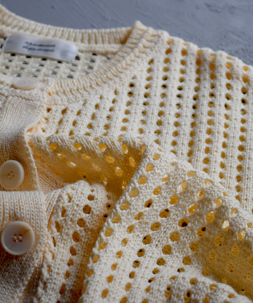 apartment department(アパートメントデパートメント)の「メッシュ編み タックリブクルーネックカーディガン(カーディガン/ボレロ・レディース・アイボリー/ブラック・M)」の7枚目の写真