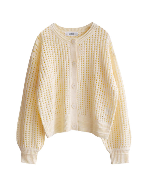 apartment department(アパートメントデパートメント)の「メッシュ編み タックリブクルーネックカーディガン(カーディガン/ボレロ・レディース・アイボリー/ブラック・M)」の16枚目の写真