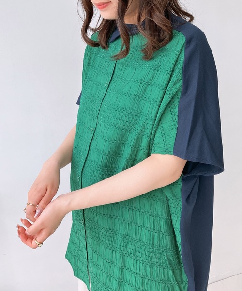 AS KNOW AS plus（アズノゥアズプラス）の「◎カットソー切り替えシャツチュニック（チュニック・レディース・ネイビー系/ブラック系/グリーン系・FREE）」の13枚目の写真