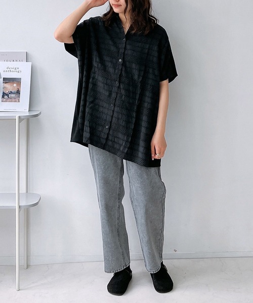 AS KNOW AS plus（アズノゥアズプラス）の「◎カットソー切り替えシャツチュニック（チュニック・レディース・ネイビー系/ブラック系/グリーン系・FREE）」の9枚目の写真