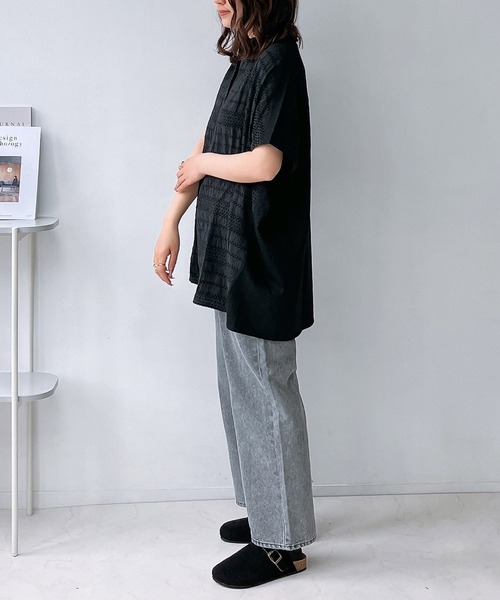 AS KNOW AS plus（アズノゥアズプラス）の「◎カットソー切り替えシャツチュニック（チュニック・レディース・ネイビー系/ブラック系/グリーン系・FREE）」の10枚目の写真