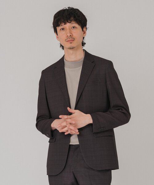 EDIFICE（エディフィス）の「”吸汗＆速乾”EVALET メッシュ チェック 2ボタン ジャケット（テーラードジャケット・メンズ・ライトグレー/ブラウン/チャコールグレー・MEDIUM/LARGE/SMALL/X-LARGE）」の5枚目の写真