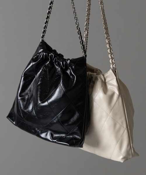 セール】【 2color 】キルティングチェーントートショルダーバッグ