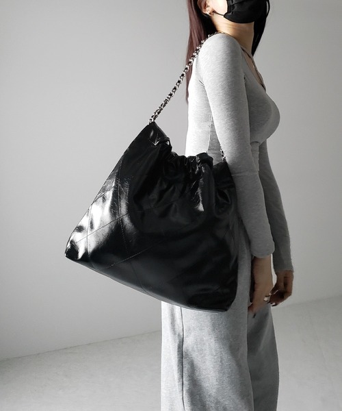 セール】【 2color 】キルティングチェーントートショルダー