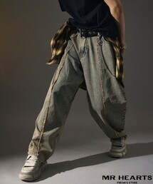 FREAK'S STORE | 限定展開 MR HEARTS/ミスターハーツ VINTAGE WASH WIDE SILHOUETTE SWITCHING DENIM(デニムパンツ)