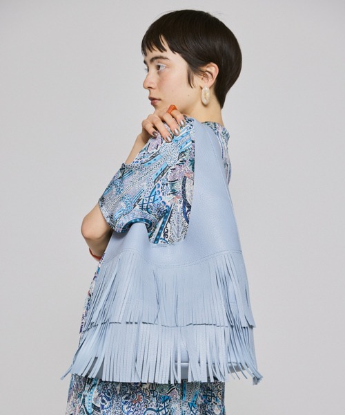 manana suerte(マニャーナスエルテ)の「フリンジショルダーバッグ(ショルダーバッグ・レディース・ブラック/ライトブルー・FREE)」の10枚目の写真