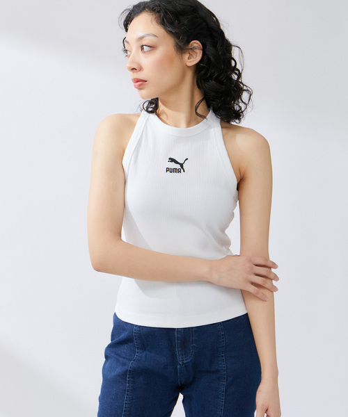 PUMA(プーマ)の「【PUMA】 CLASSICS リブ スリムタンクトップ(タンクトップ・レディース・ホワイト/ブラック・M)」の2枚目の写真
