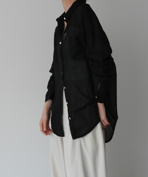 CANAL JEAN（キャナルジーン）の「El mar　コットンシアーシャツ（シャツ/ブラウス・レディース・ホワイト/ブラック・ONE SIZE）」の2枚目の写真