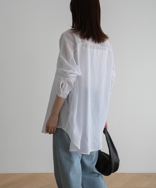 CANAL JEAN（キャナルジーン）の「El mar　コットンシアーシャツ（シャツ/ブラウス・レディース・ホワイト/ブラック・ONE SIZE）」の4枚目の写真