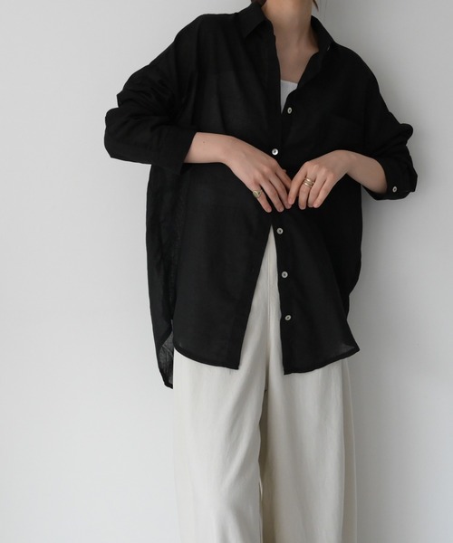 CANAL JEAN（キャナルジーン）の「El mar　コットンシアーシャツ（シャツ/ブラウス・レディース・ホワイト/ブラック・ONE SIZE）」の6枚目の写真