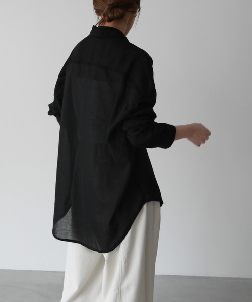 CANAL JEAN（キャナルジーン）の「El mar　コットンシアーシャツ（シャツ/ブラウス・レディース・ホワイト/ブラック・ONE SIZE）」の7枚目の写真