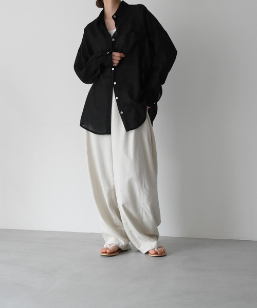 CANAL JEAN（キャナルジーン）の「El mar　コットンシアーシャツ（シャツ/ブラウス・レディース・ホワイト/ブラック・ONE SIZE）」の8枚目の写真