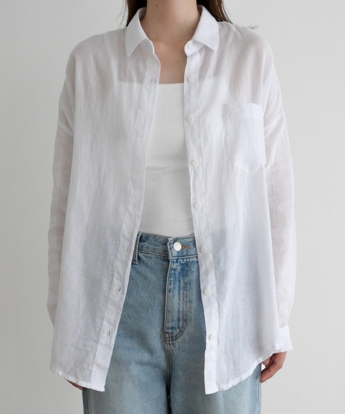 CANAL JEAN（キャナルジーン）の「El mar　コットンシアーシャツ（シャツ/ブラウス・レディース・ホワイト/ブラック・ONE SIZE）」の9枚目の写真