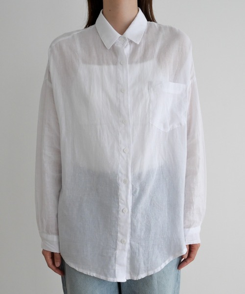 CANAL JEAN（キャナルジーン）の「El mar　コットンシアーシャツ（シャツ/ブラウス・レディース・ホワイト/ブラック・ONE SIZE）」の10枚目の写真