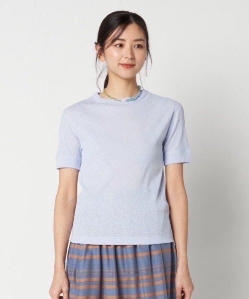 HELIOPOLE(エリオポール)の「DRY TOUCH RIB CREW NECK(Tシャツ/カットソー・レディース・ブラック/サックスブルー/ホワイト・38)」の1枚目の写真