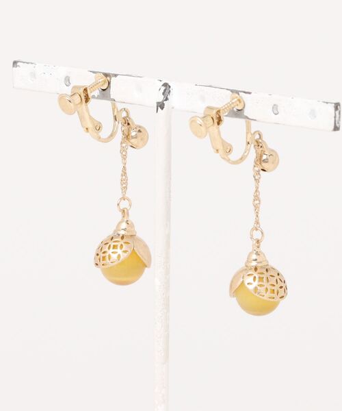 カヤ（カヤ）の「【カヤ】七宝ほたるイヤリング（イヤリング・レディース・シルバー/ゴールド/ゴールド×ブラウン・FREE）」の4枚目の写真