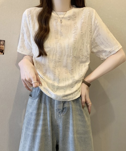 新品未使用品　Y,s ポリエステルトップス セール】ダメージトップス（Tシャツ/カットソー）｜Sibra