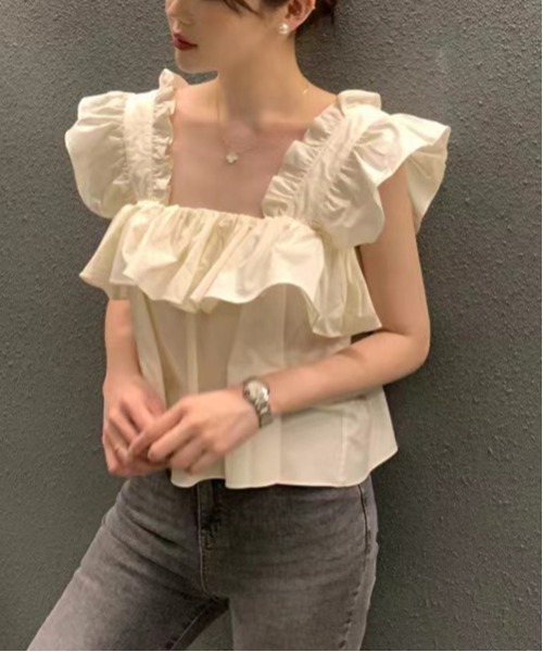 gossip!ロサンゼルス(ゴシップロサンゼルス)の「ギャザーフリルブラウス(シャツ/ブラウス・レディース・ブラウン/オフホワイト・FREE)」の14枚目の写真