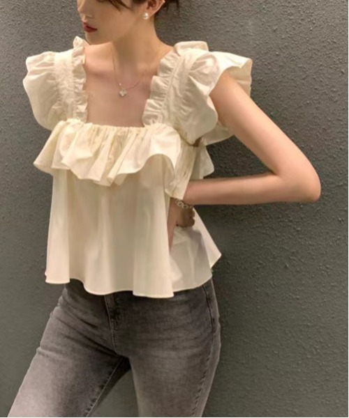 gossip!ロサンゼルス(ゴシップロサンゼルス)の「ギャザーフリルブラウス(シャツ/ブラウス・レディース・ブラウン/オフホワイト・FREE)」の15枚目の写真