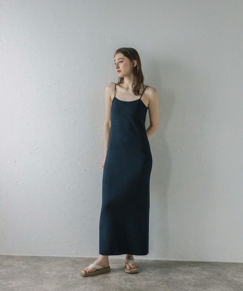 セール】【MINERTE】back slit straight one piece / バック