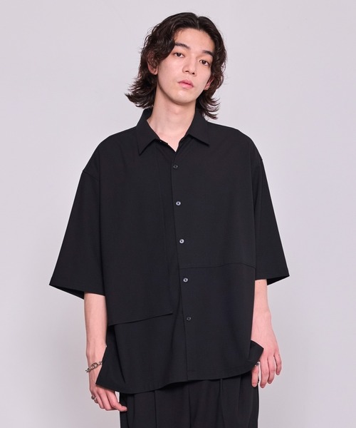 JUNRED(ジュンレッド)の「【 セットアップ対応 】ドライイージーコントラストステッチシャツ(シャツ/ブラウス・メンズ・ブラック/チャコールグレー・S/M/L)」の4枚目の写真