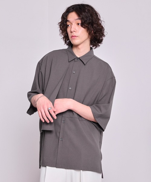 JUNRED(ジュンレッド)の「【 セットアップ対応 】ドライイージーコントラストステッチシャツ(シャツ/ブラウス・メンズ・ブラック/チャコールグレー・S/M/L)」の5枚目の写真